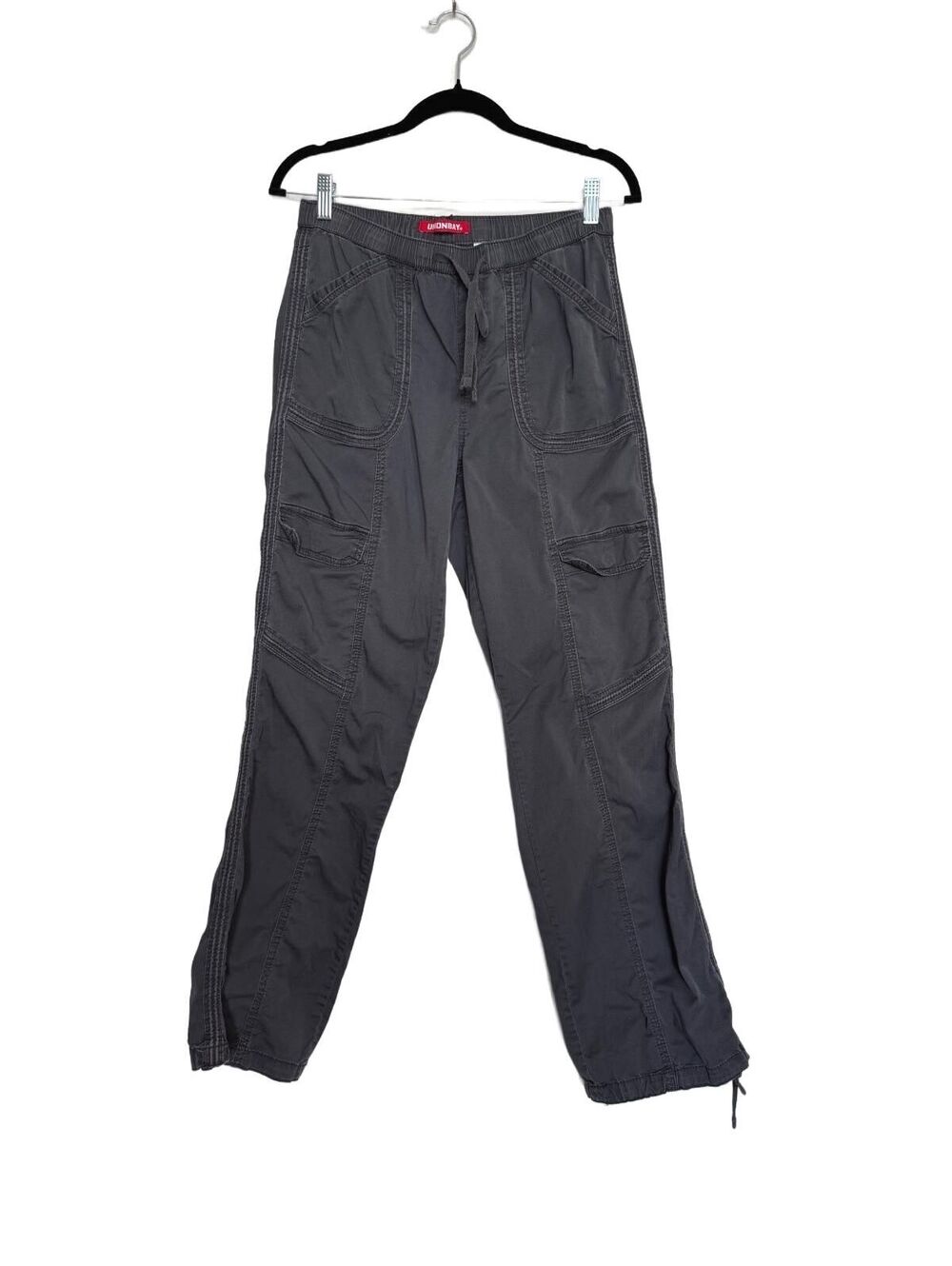 Y2K Grung Gray Cargo Pants with Drawstring Waist, Size M